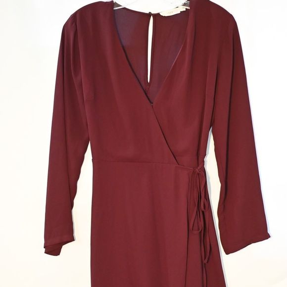 Lush Elly Wrap Dress Size S Burgundy Berry Wine - Picture 2 of 5